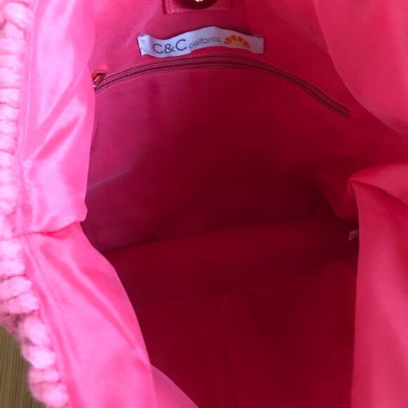 C&C California Bag chunky woven pink tote purse coral beach bag crochet Macramé - Picture 5 of 6